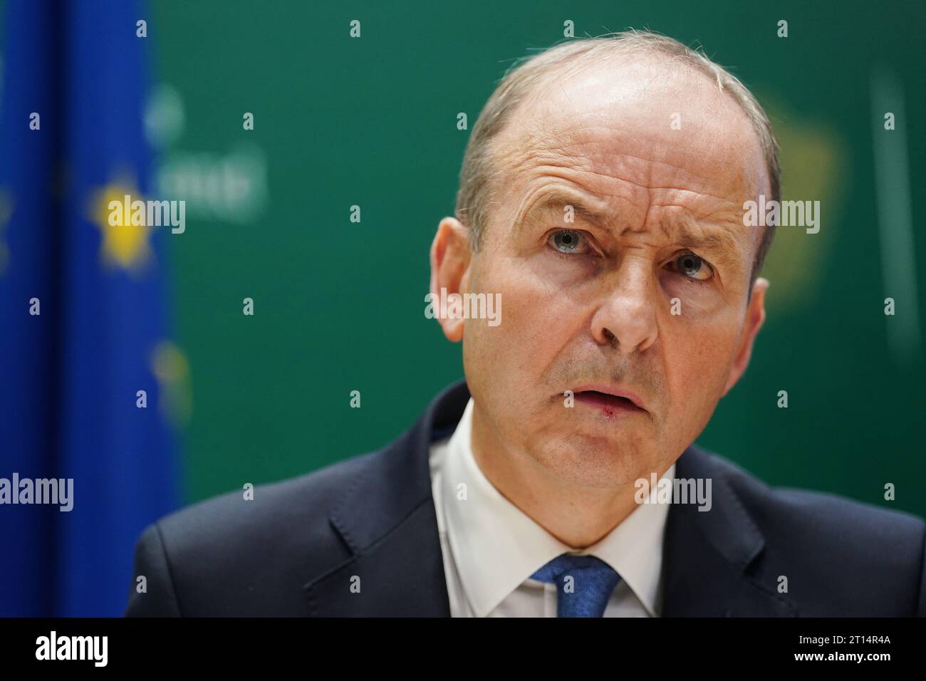 Tanaiste und Verteidigungsminister Micheal Martin während einer Budget-2024-Pressekonferenz in den Regierungsgebäuden in Dublin. Bilddatum: Mittwoch, 11. Oktober 2023. Stockfoto