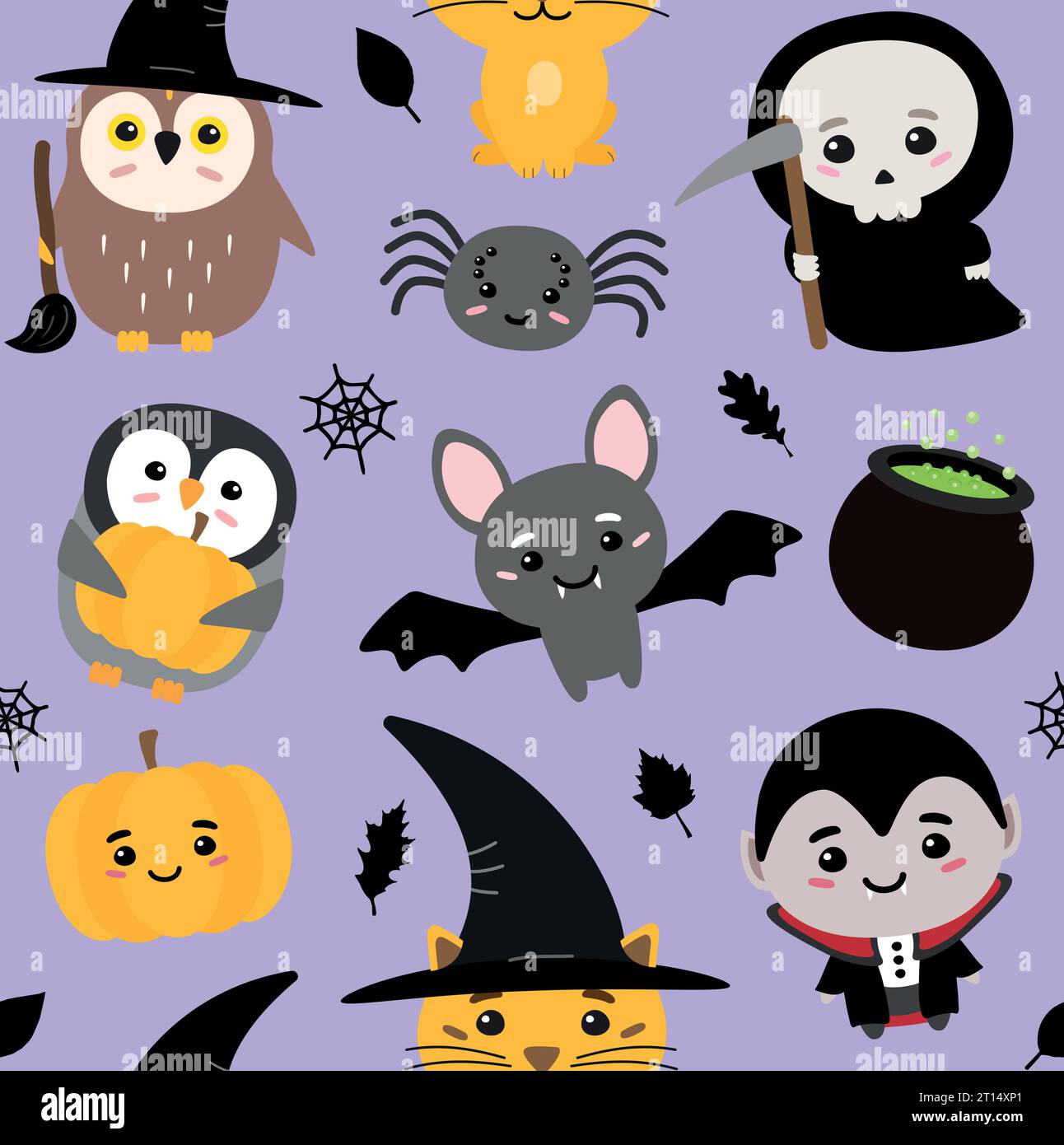 Nahtloses Vektor-Muster von Halloween-Charakteren Stock Vektor