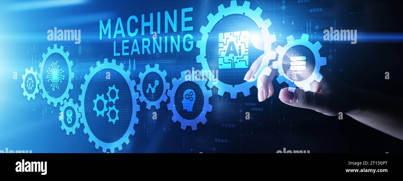 Maschinelles Lernen KI Künstliche Intelligenz neuronales Netztechnologiekonzept. Stockfoto