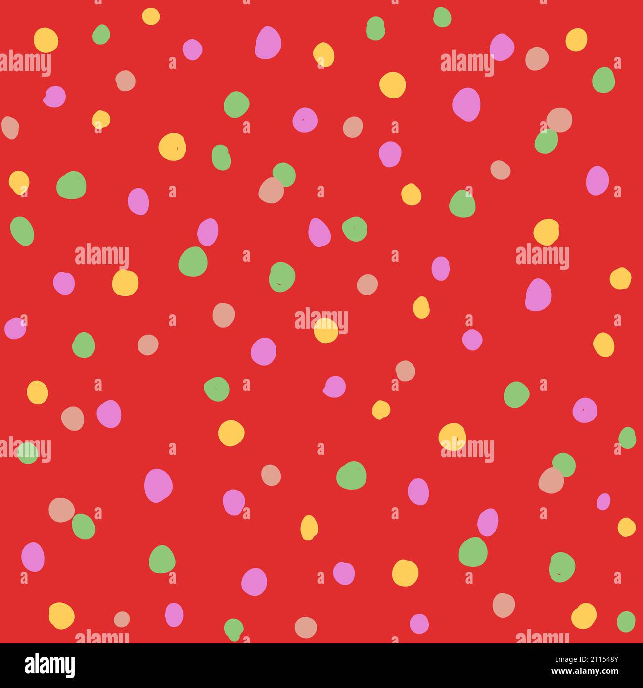 Partykonfetti-Muster auf rotem Hintergrund. Vektorabbildung Stock Vektor
