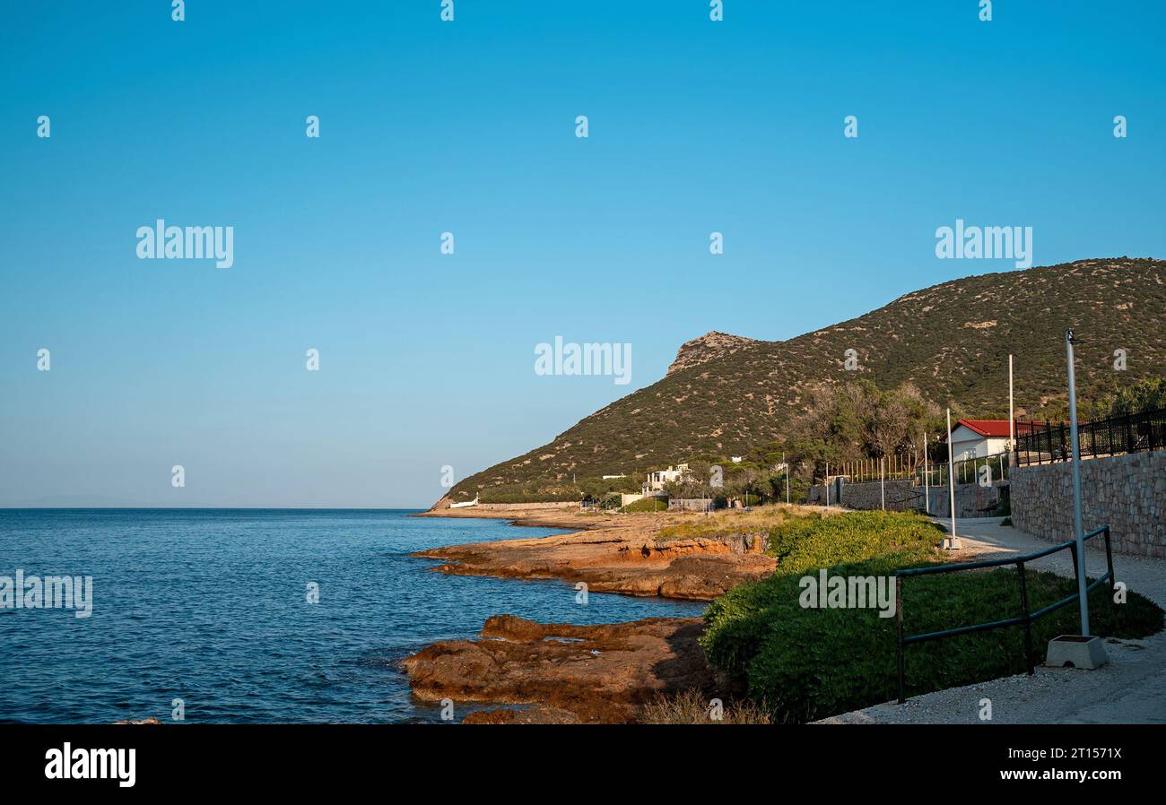 Touristenort in Avlaki, Porto Rafti in Griechenland. Stockfoto