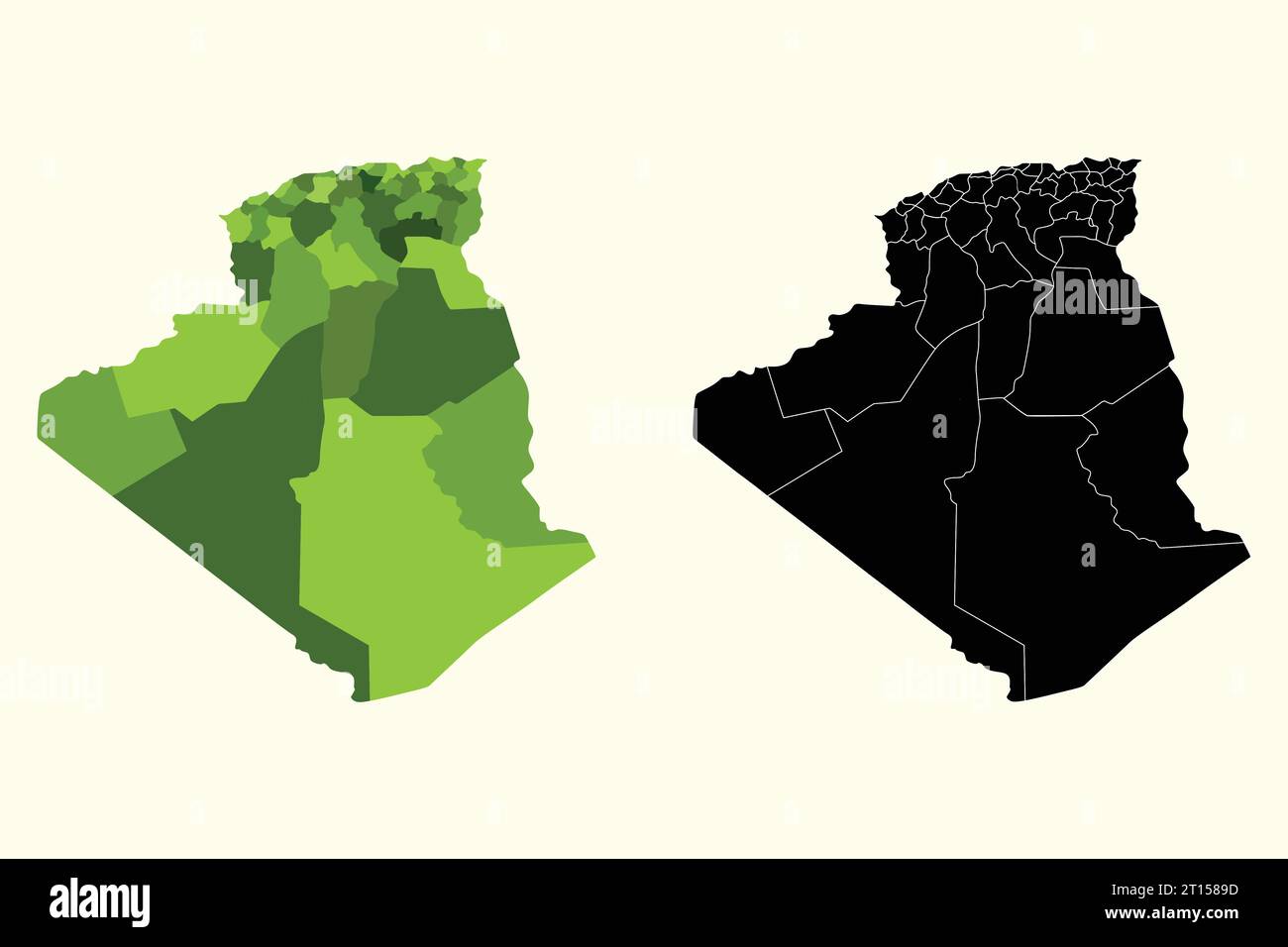 Algerien Vektor Silhouette Karte weißer Hintergrund Stock Vektor