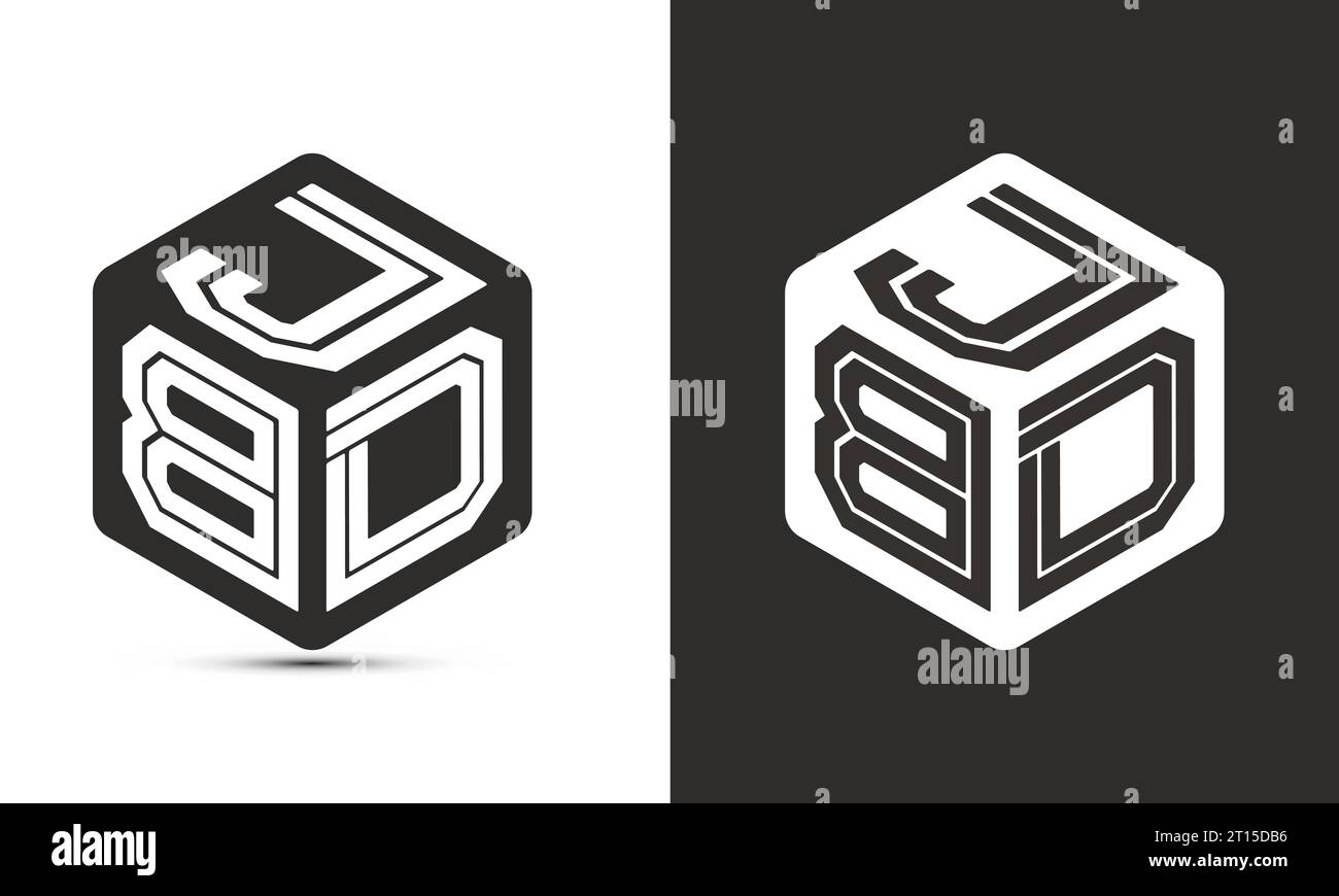 JBD Letter Logodesign mit Illustrator Cube Logo, Vektorlogo Moderne Alphabet Schriftüberlappung Stil. Stock Vektor