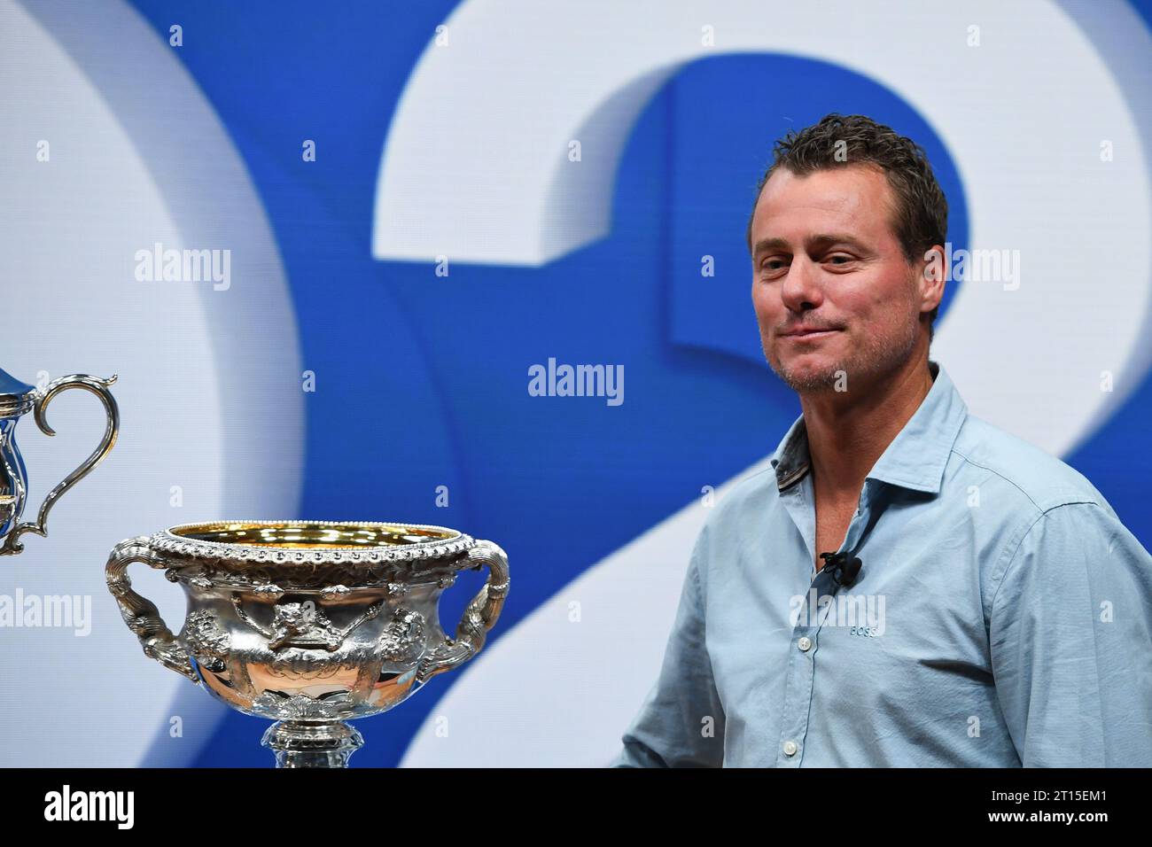 Melbourne, Australien. Oktober 2023. Die australische Tennislegende Lleyton Hewitt ist bei den Australian Open 2024 Media Launch zu sehen. Quelle: SOPA Images Limited/Alamy Live News Stockfoto