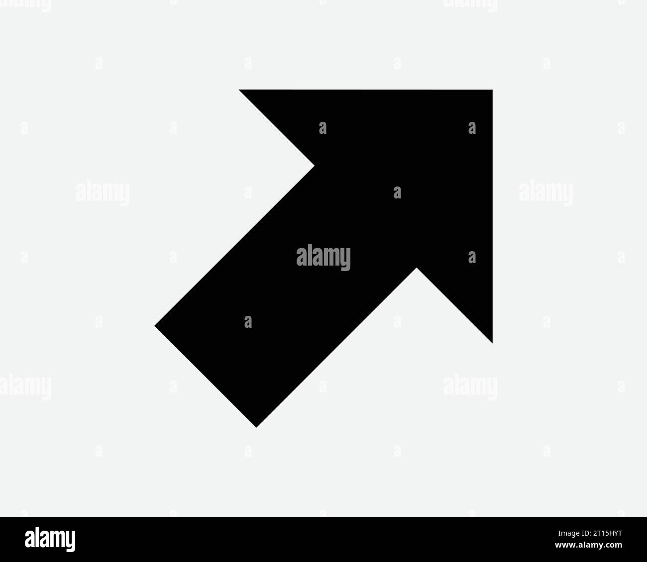 Pfeil rechts oben Symbol Oberer Verbindungspunkt Zeiger Exit Path Navigation hier eingeben Schwarze weiße Form Linie Umriss Verkehrszeichen Straßensymbol EPS Vektor Stock Vektor