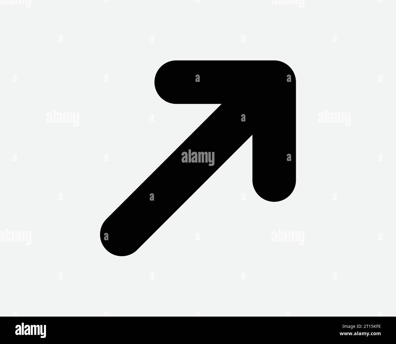 Punktpfeil oben rechts Symbol obere Position Navigationspfad Eingabe Exit Pointer hier Schwarze Form Linie Umriss Straßenschild Verkehrssymbol EPS-Vektor Stock Vektor