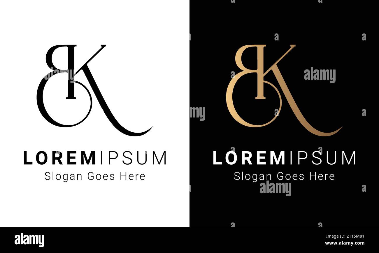 Luxuriöses Initial BK- oder KB-Logo mit Monogramm und Textbuchstaben Stock Vektor