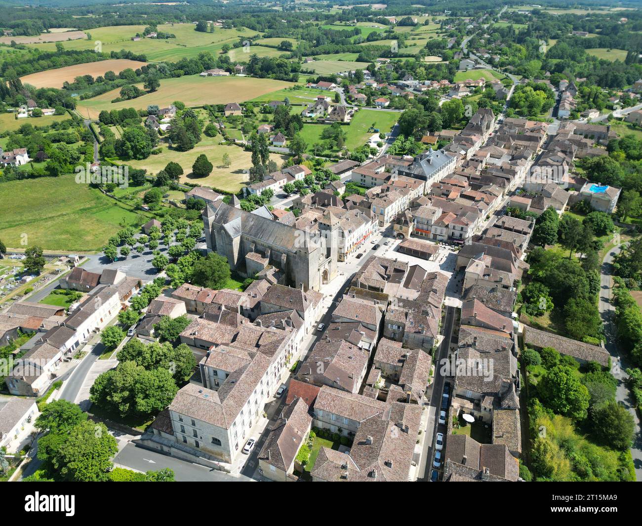 Beumontois en Perigord, Dorf in Frankreich Drohne, Luft Stockfoto
