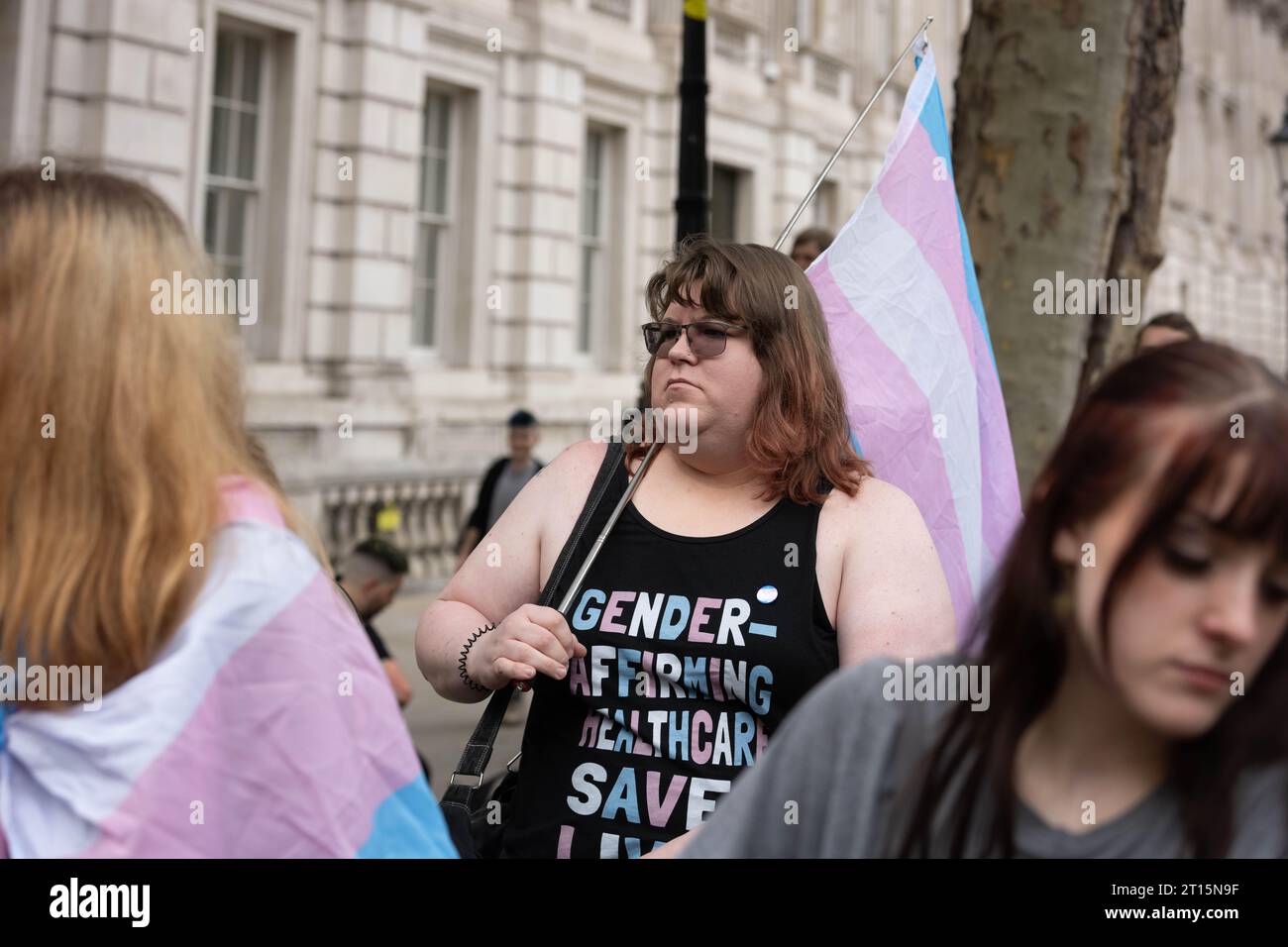 London, Großbritannien. Oktober 2023. Trans-Rechte-Demonstration Downing Street London UK Credit: Ian Davidson/Alamy Live News Stockfoto