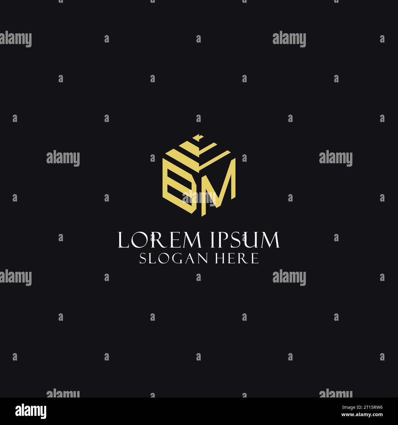 BM Initial Monogramm mit sechseckigem Logo und kreativem geometrischem Logo-Design Stock Vektor