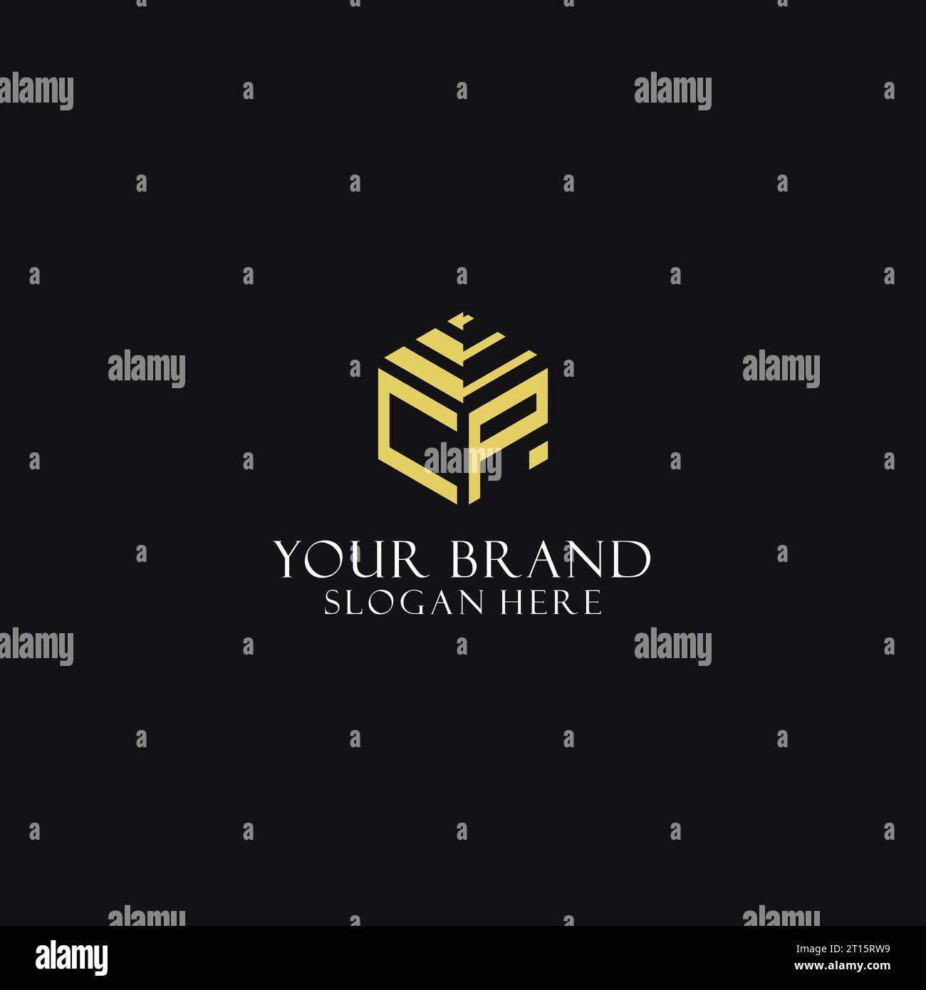 CP Initial Monogramm mit sechseckigem Logo und kreativem geometrischem Logo-Design Stock Vektor