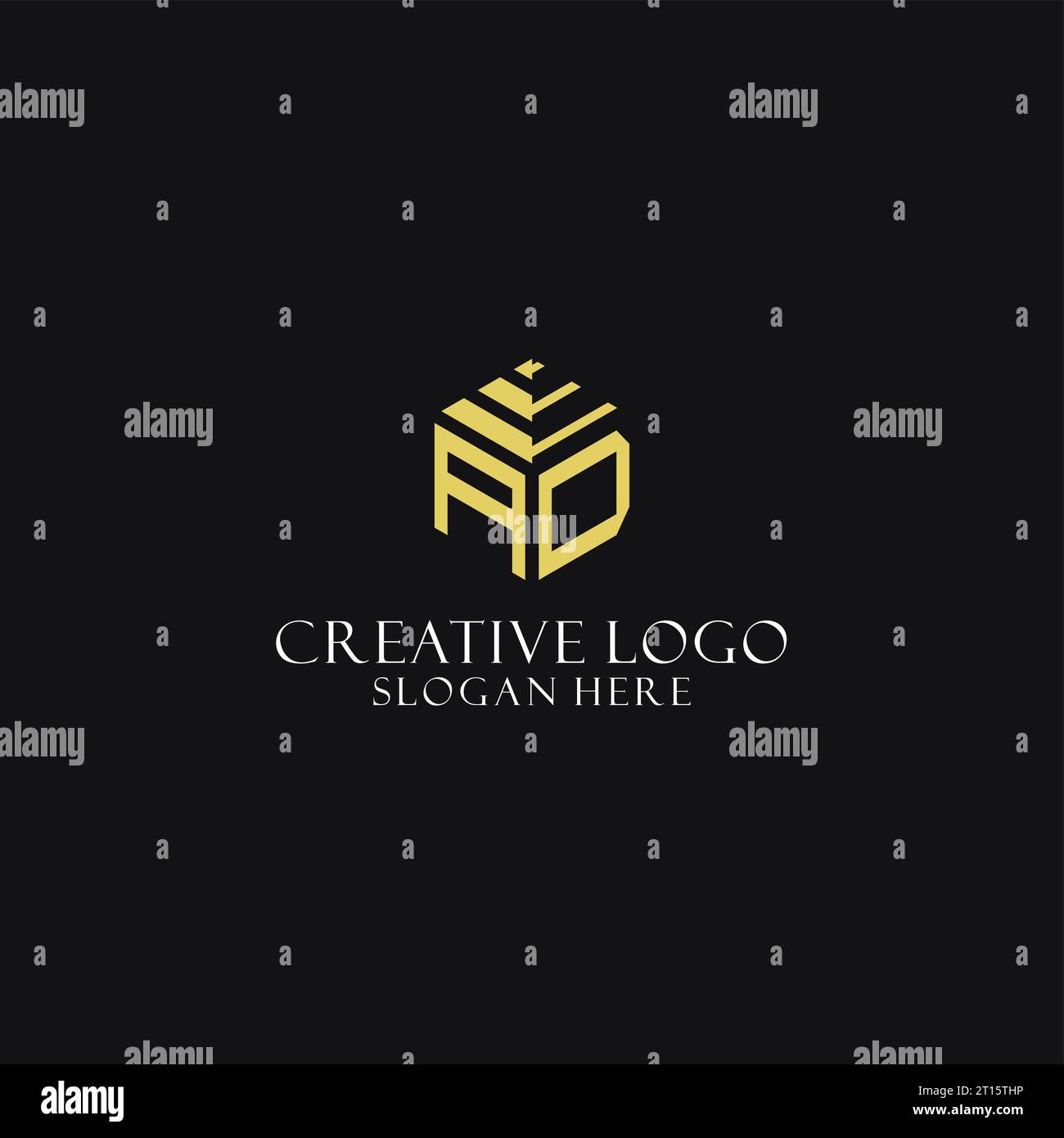 Erstes Monogramm mit sechseckigem Logo und kreativem geometrischem Logo-Design Stock Vektor