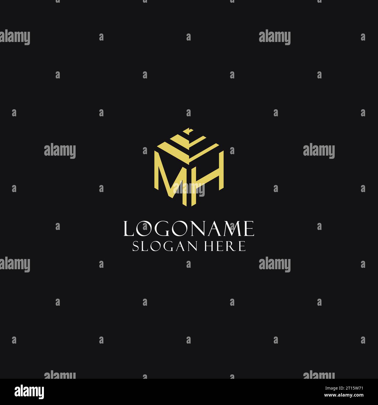 MH-Initialmonogramm mit sechseckigem Logo und kreativem geometrischem Logo-Design Stock Vektor