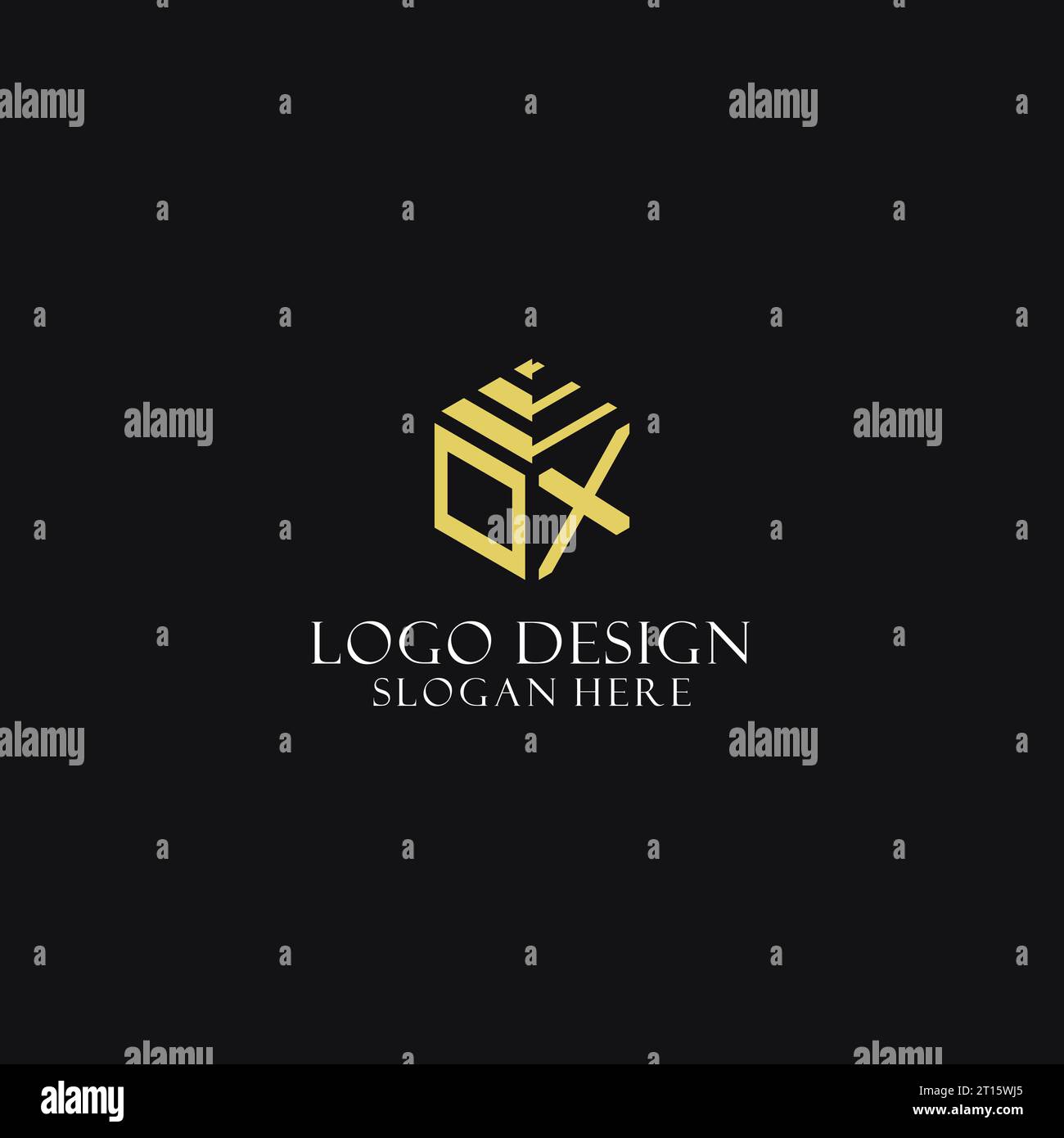 OX Initial Monogramm mit sechseckigem Logo und kreativem geometrischem Logo-Design Stock Vektor