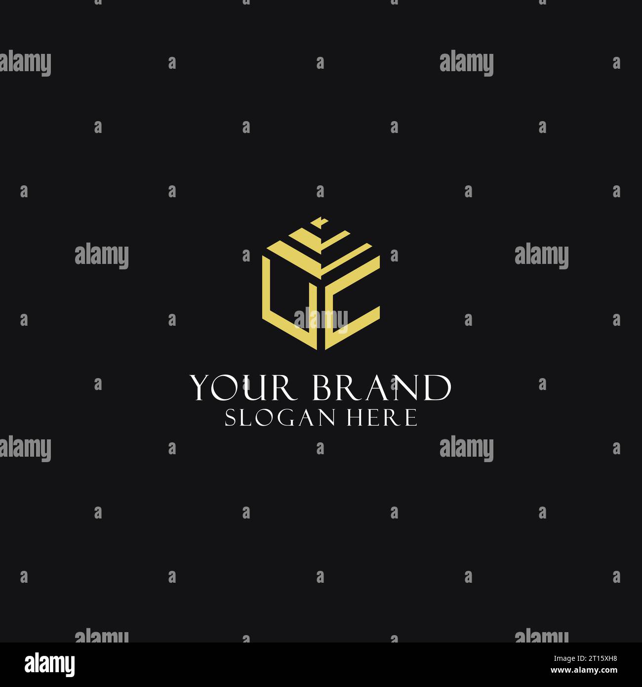 UC-Initialmonogramm mit sechseckigem Logo und kreativem geometrischem Logo-Design Stock Vektor