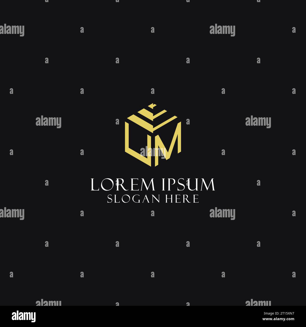 UM Initial-Monogramm mit sechseckigem Logo und kreativem geometrischem Logo-Design Stock Vektor