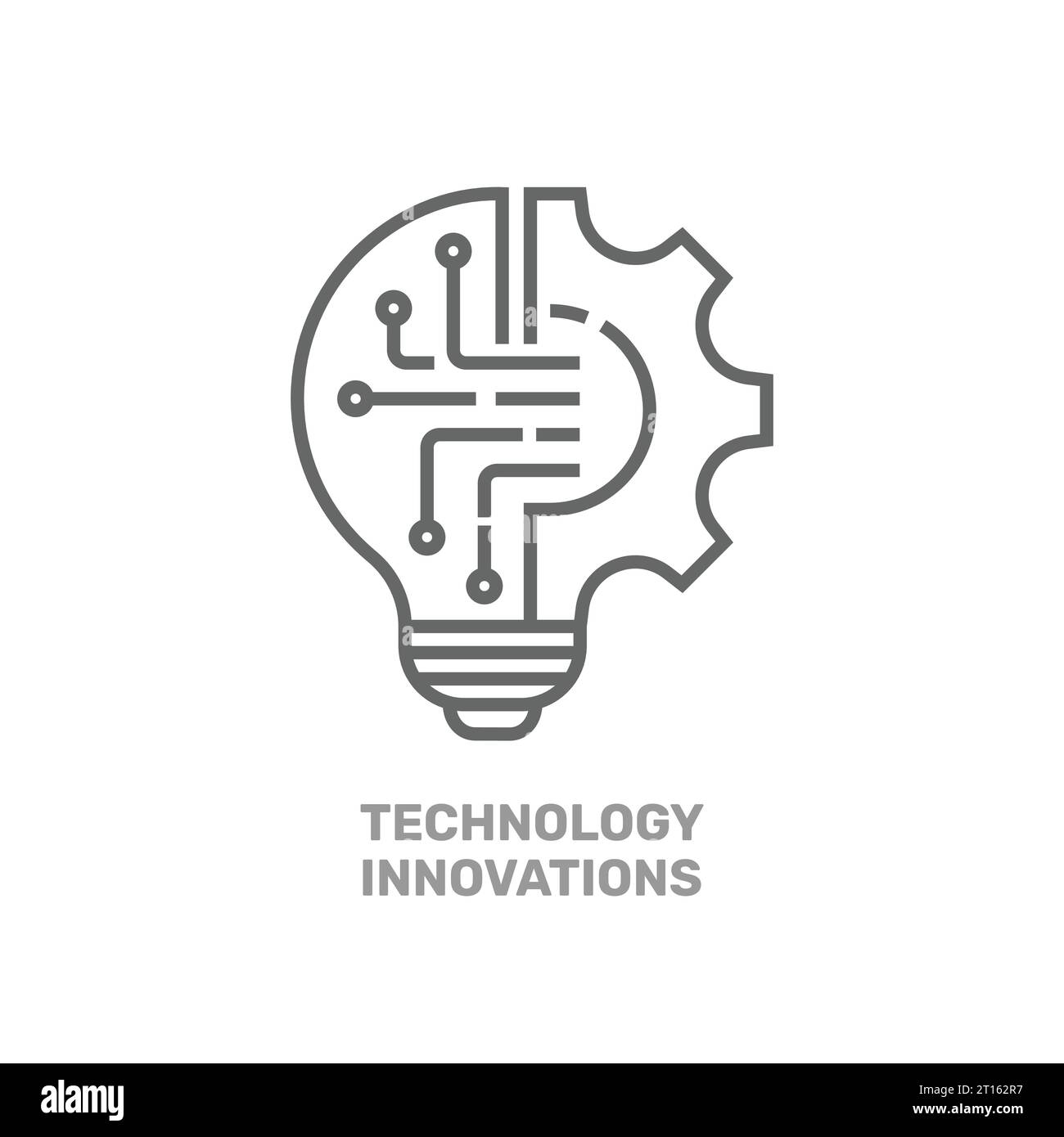 Symbol für Innovationstechnologien mit Glühbirne und Gear-Schild. Creative Solution Glühlampe und Zahnradvektorsymbol. EPS 10 Stock Vektor