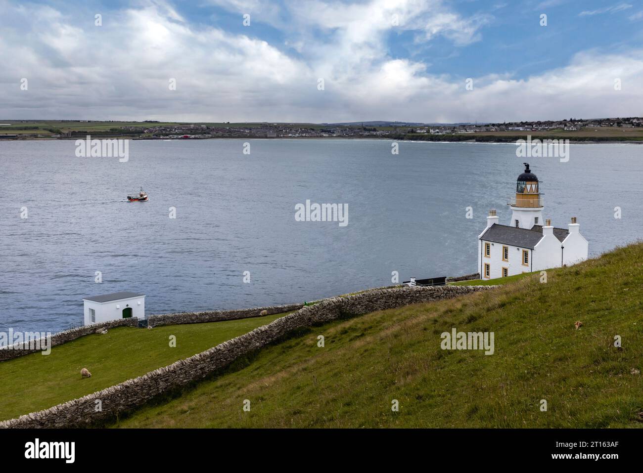Holborn Head Lighthouse in Scrabster bei Thurso, Caithness, Schottland Stockfoto