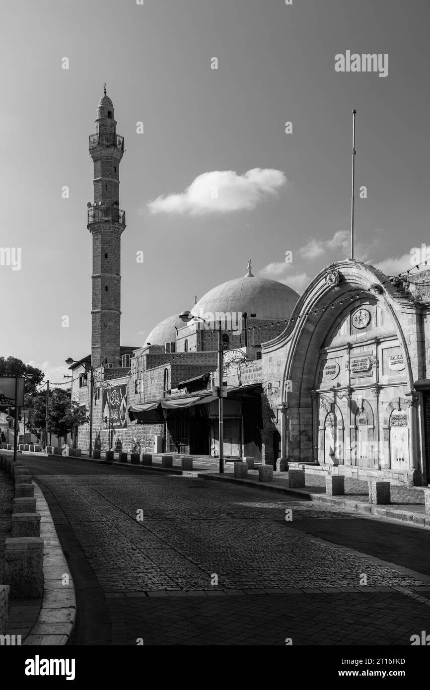 Jaffa, Israel – 10. Oktober 2023: Die Mahmoudiya-Moschee ist die größte und bedeutendste Moschee in Jaffa, heute Teil der größeren Stadt Tel Aviv-Y Stockfoto