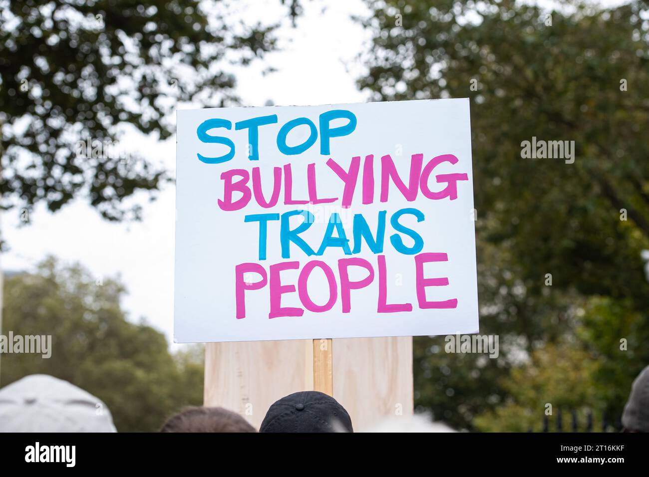 London, Großbritannien. Oktober 2023. Menschen nahmen an der Trans Pride 2023 Teil, wo Aktivisten, LGBTQ-Unterstützer und Verbündete für die Trans-Rechte protestierten. Fotografiert von Credit: Michael Tubi/Alamy Live News Stockfoto