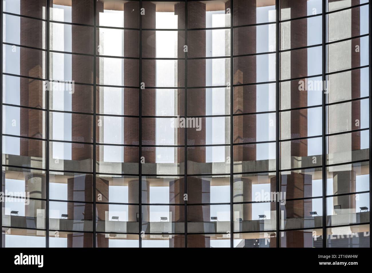 Teil der runden Innenwand des Gewölbes des Bahnhofs Atocha in Madrid, Spanien Stockfoto