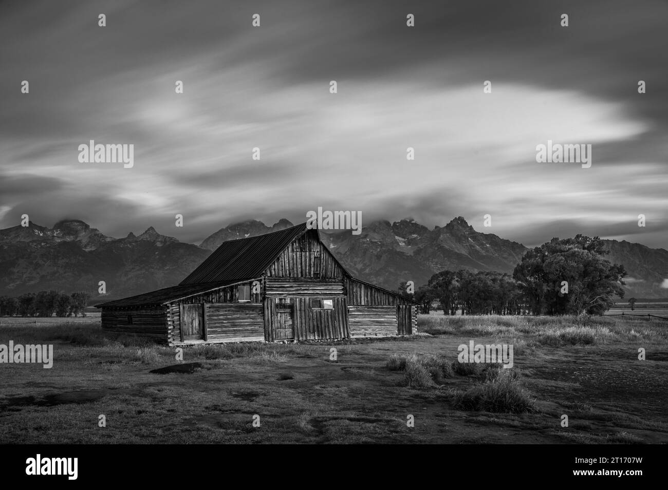 The Barn at Mormon Row im Grand Tetons National Park, Wyoming, USA Stockfoto