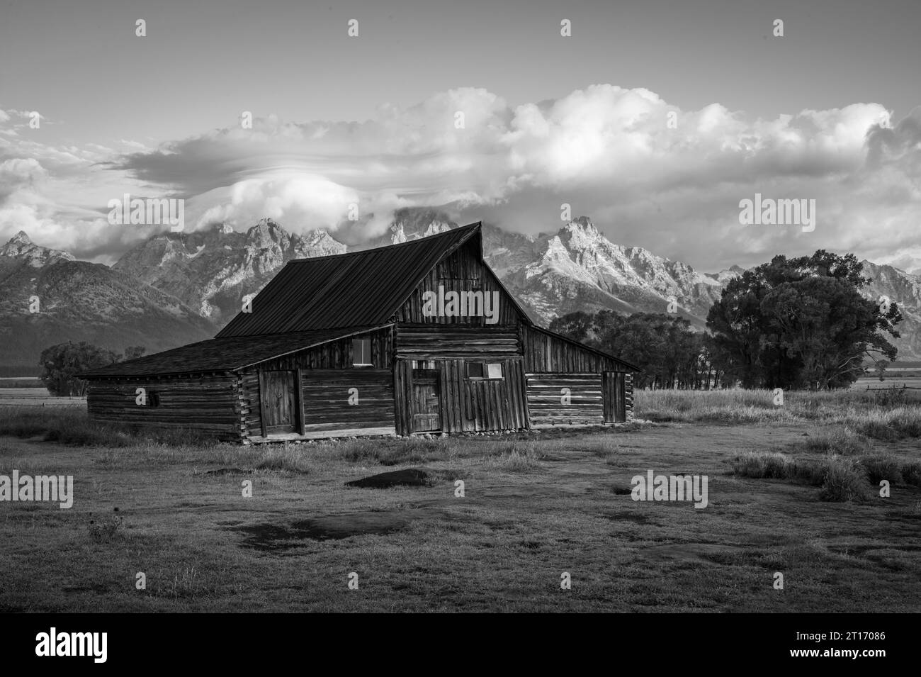 The Barn at Mormon Row im Grand Tetons National Park, Wyoming, USA Stockfoto