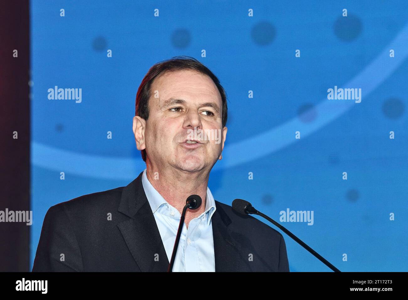 Rio de Janeiro, Brasilien, 25. September 2023. Eduardo Paes, Bürgermeister der Stadt Rio de Janeiro, fand im Rahmen DES FIDESDIENSTES 2023 im Windsor Hotel statt. Stockfoto