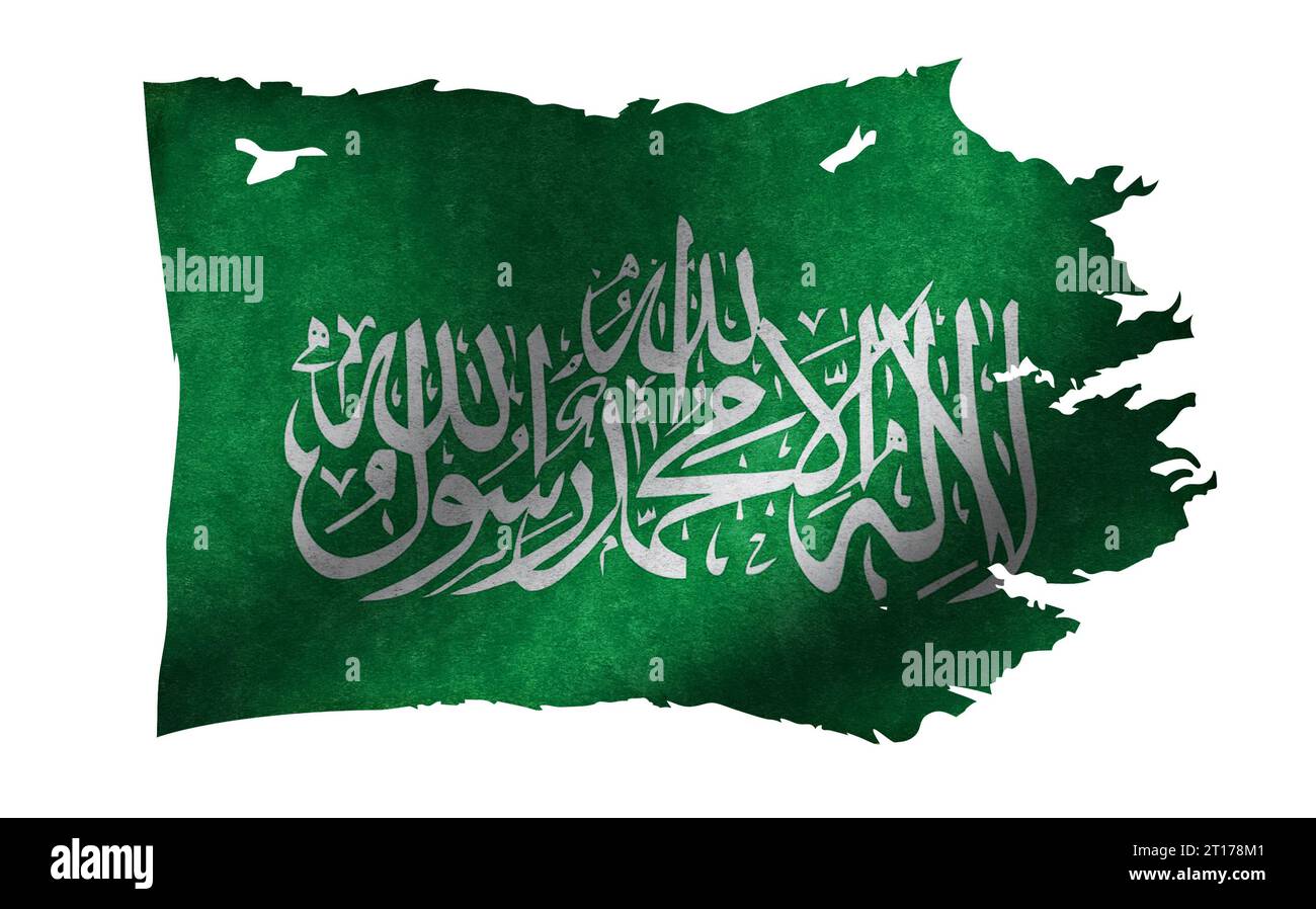 Schmutzige und zerrissene Fahnendarstellung / Hamas Stockfoto