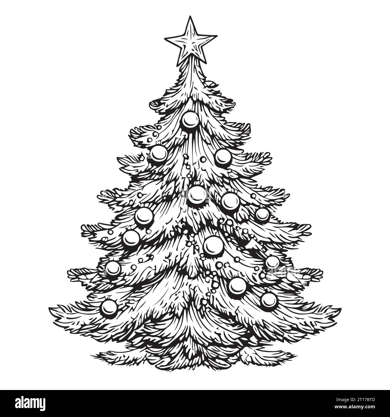 Weihnachtsbaum, handgezeichnete Skizze. Symbol für Weihnachten und Neujahr. Stock Vektor