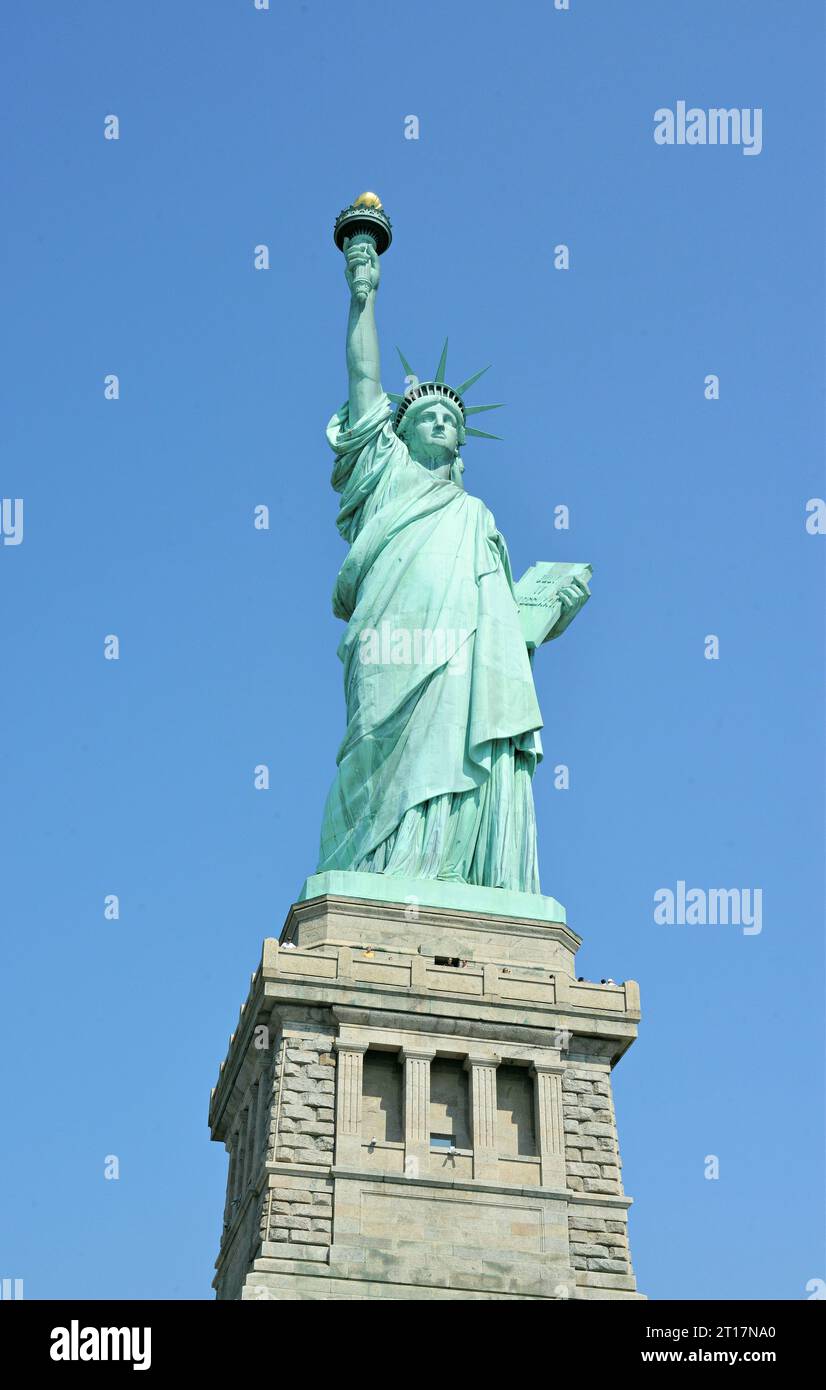Panoramablick auf die Freiheitsstatue, Liberty Island, New York, NY, USA Stockfoto