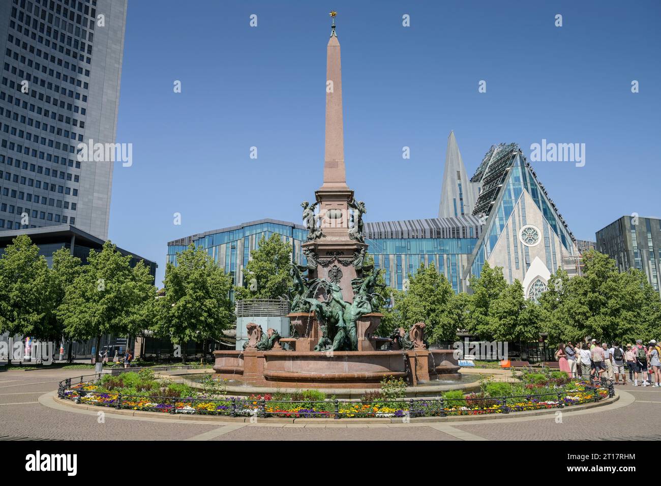 Mendebrunnen, Augustplatz, Leipzig, Sachsen, Deutschland Stockfoto