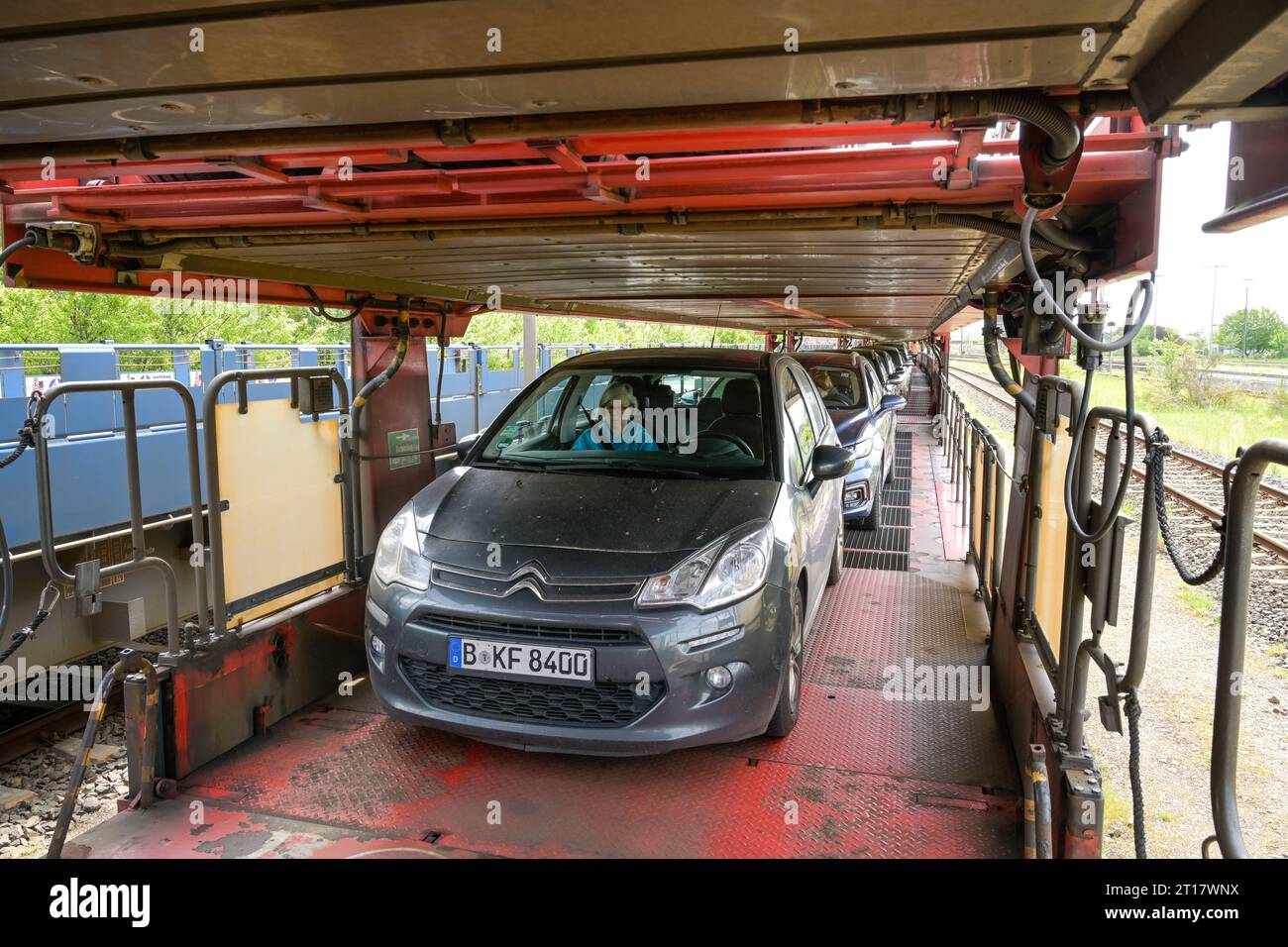 Auto, Autozug, Sylt-Shuttle, Niebüll, Schleswig-Holstein, Deutschland Stockfoto