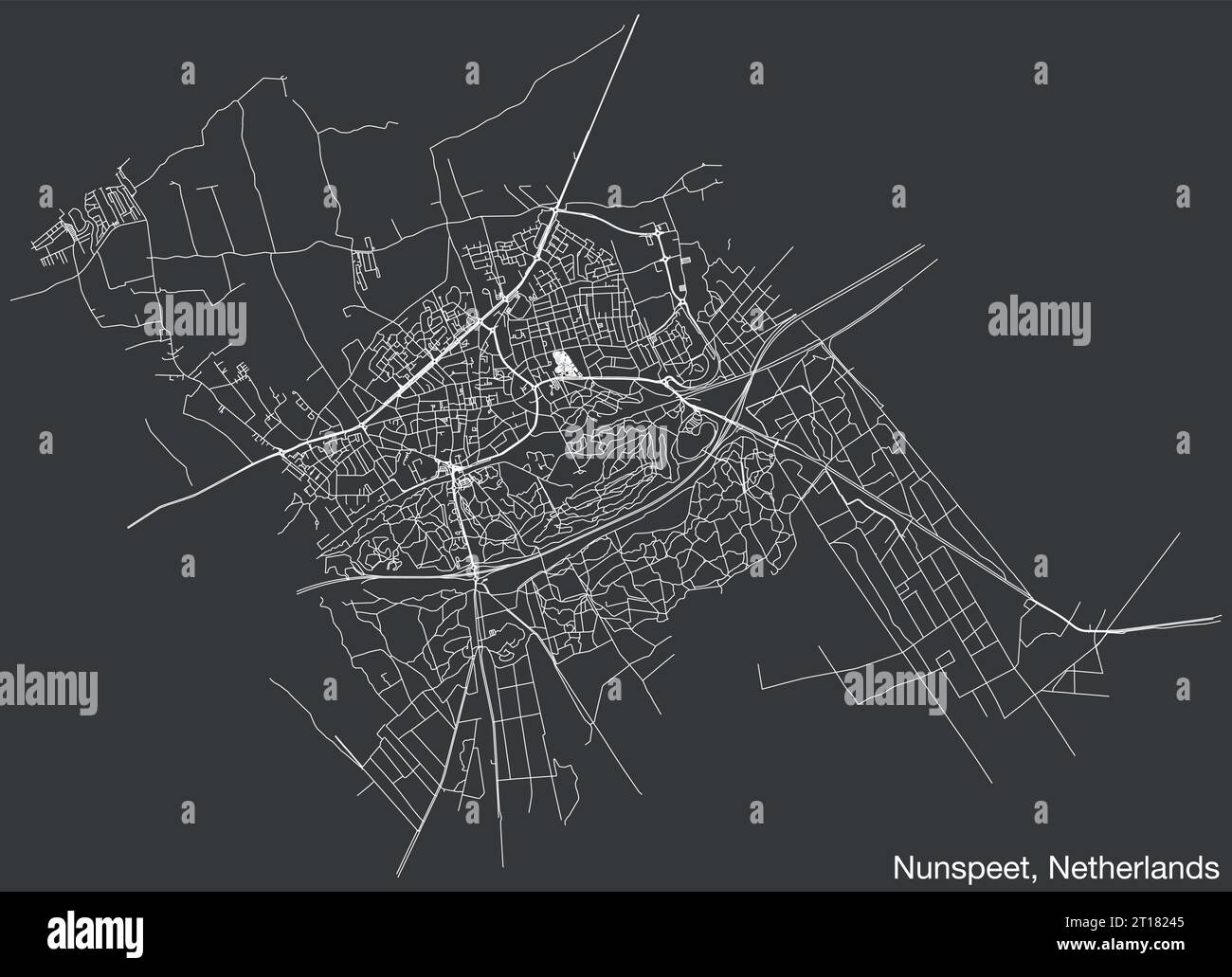 Straßenkarte von NUNSPEET, NIEDERLANDE Stock Vektor