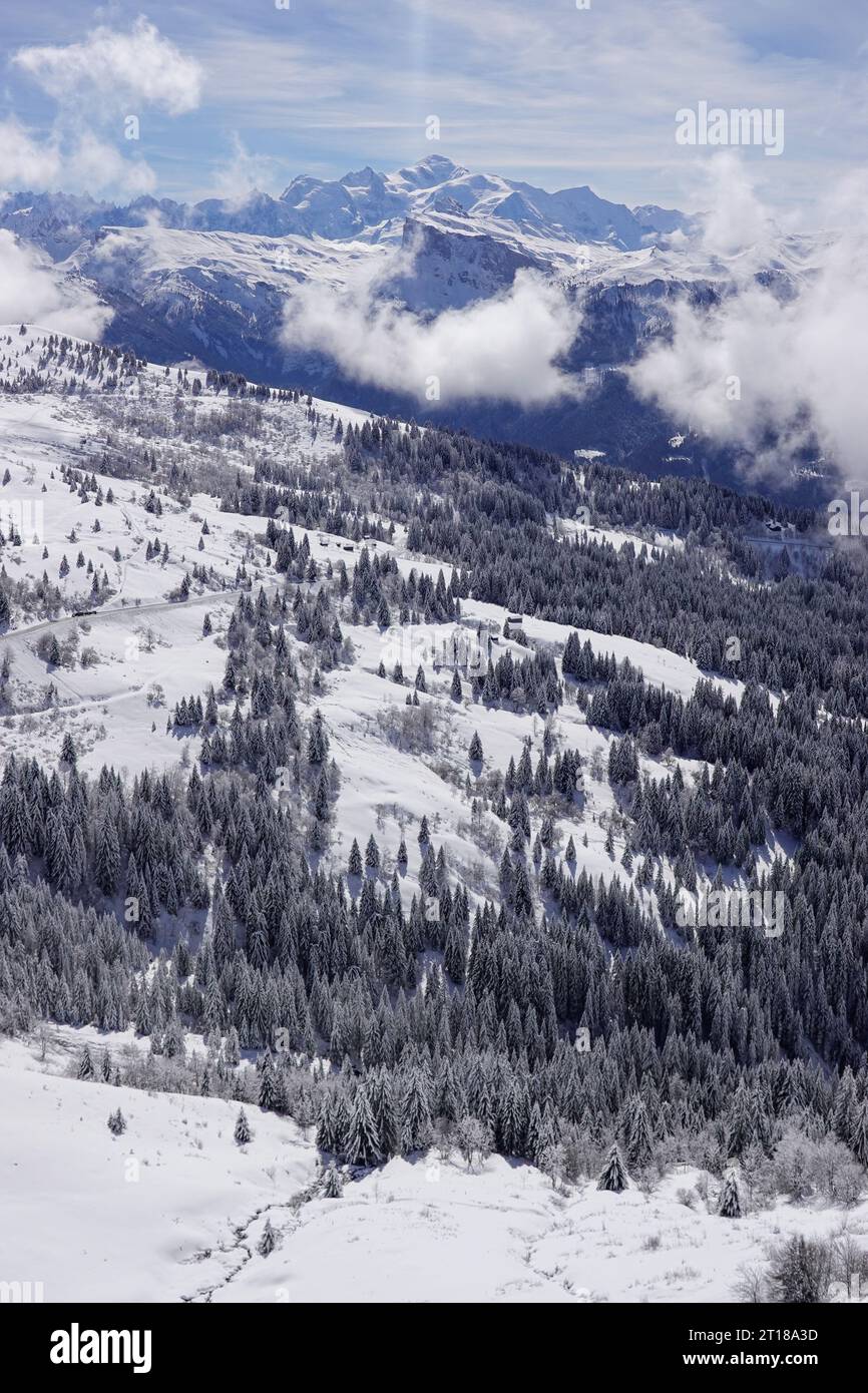 Bergkette, Gipfel, Mont Blanc, Savoyer Alpen, Frankreich Stockfoto