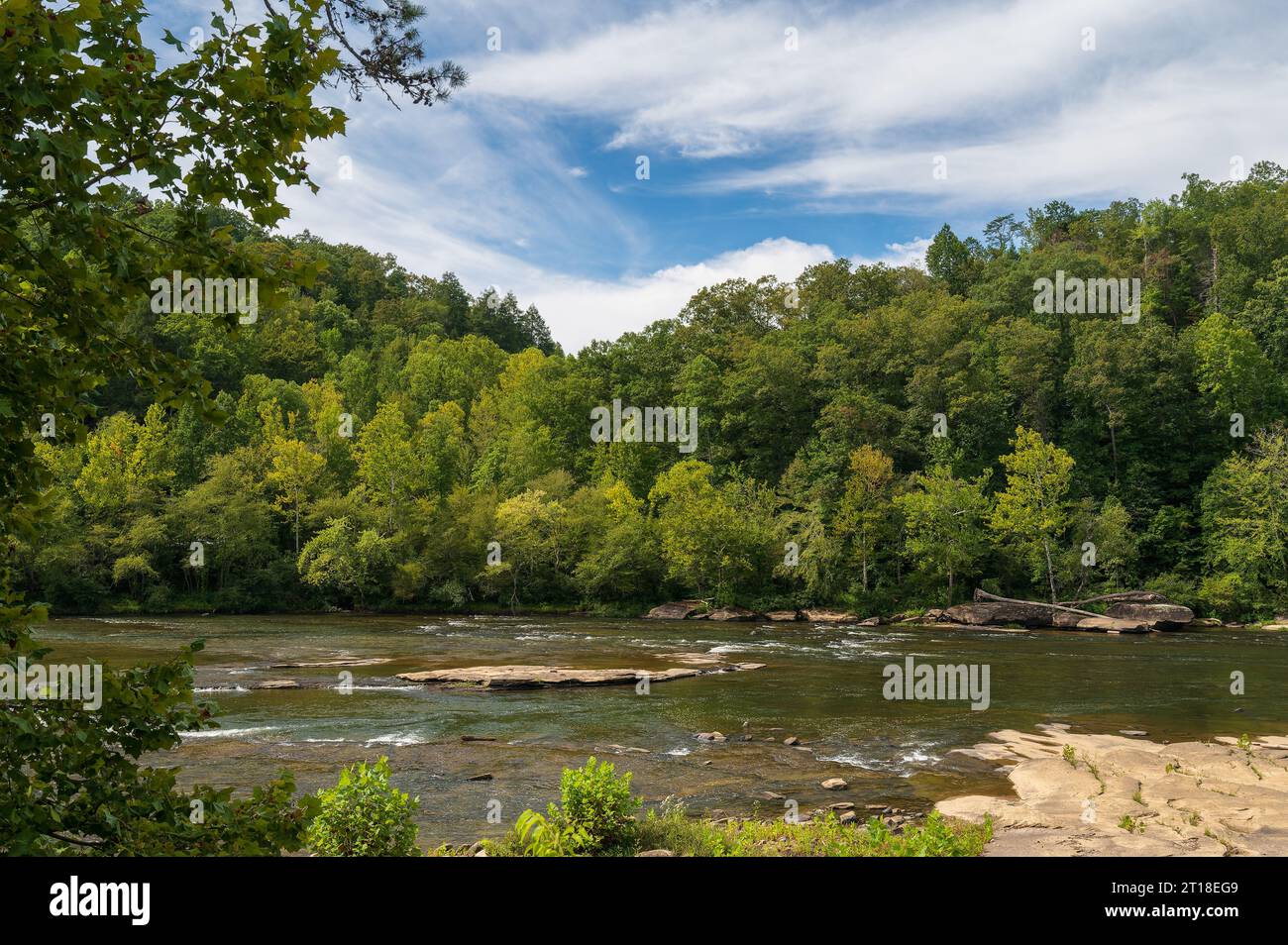 Ein friedlicher Blick auf den Cumberland River in der Nähe der Cumberland Falls in Kentucky Stockfoto