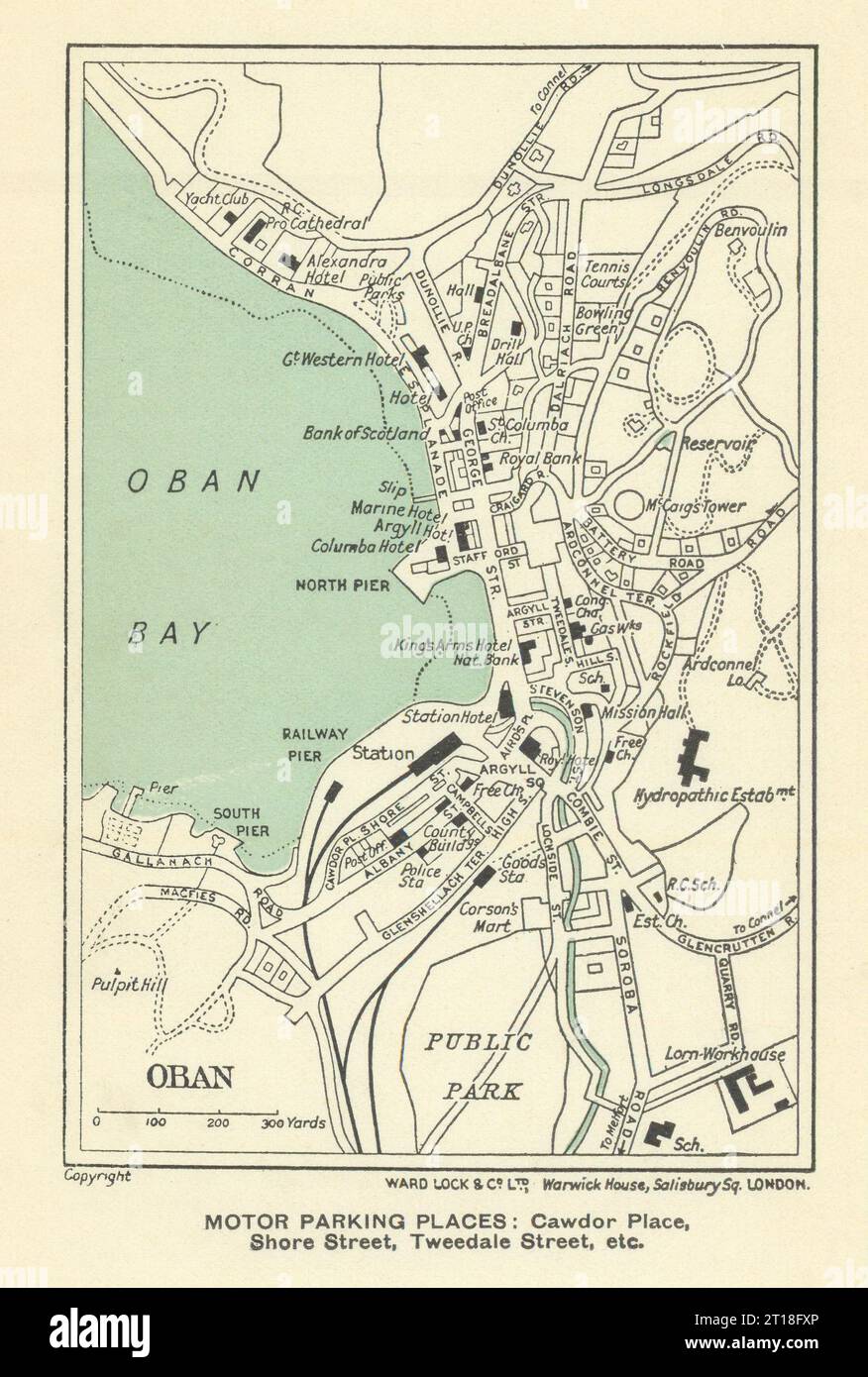 OBAN Oldtimer Touristenstadt Stadtplan. Schottland. WARD LOCK 1930 alte alte Karte Stockfoto