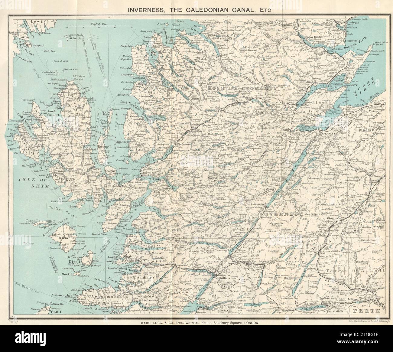 SCHOTTISCHE HIGHLANDS. Caledonia Kanal Skye Ross & Cromarty. WARD LOCK 1930 MAP Stockfoto