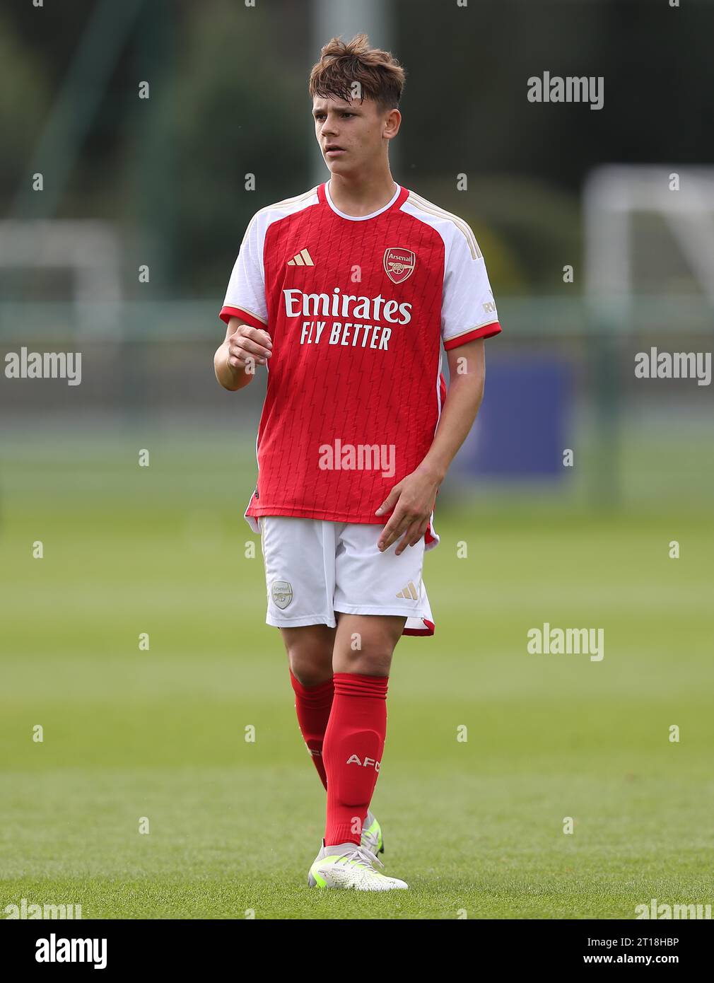 Theo Julienne von Arsenal U18. - Chelsea U18 gegen Arsenal U18, U18 Premier League, Chelsea Training Ground, Surrey, Vereinigtes Königreich. - 30. September 2023. Nur redaktionelle Verwendung – es gelten Einschränkungen für DataCo Stockfoto