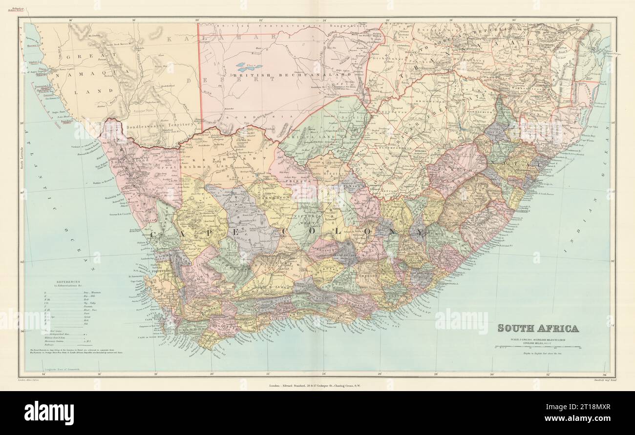 Cape Colony, Natal & Orange River Colony. Südafrika 44x70cm STANFORD 1894 Karte Stockfoto
