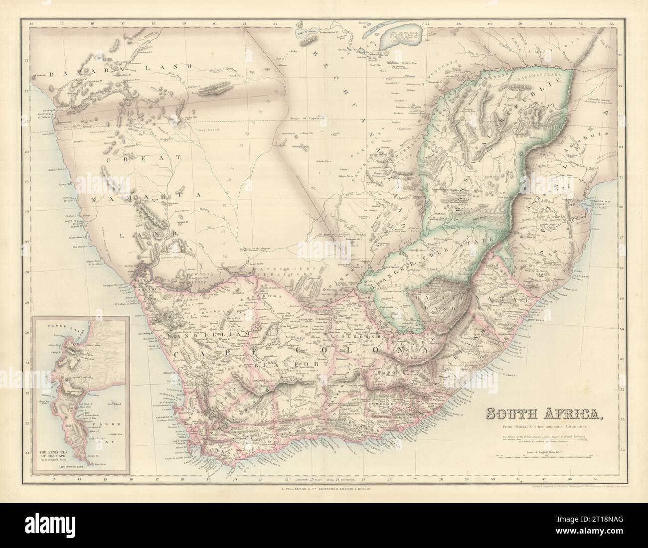 Südliches Afrika. Kapstadt. Bechuanaland Gt Namaqua Land. SWANSTON 1860 Karte Stockfoto