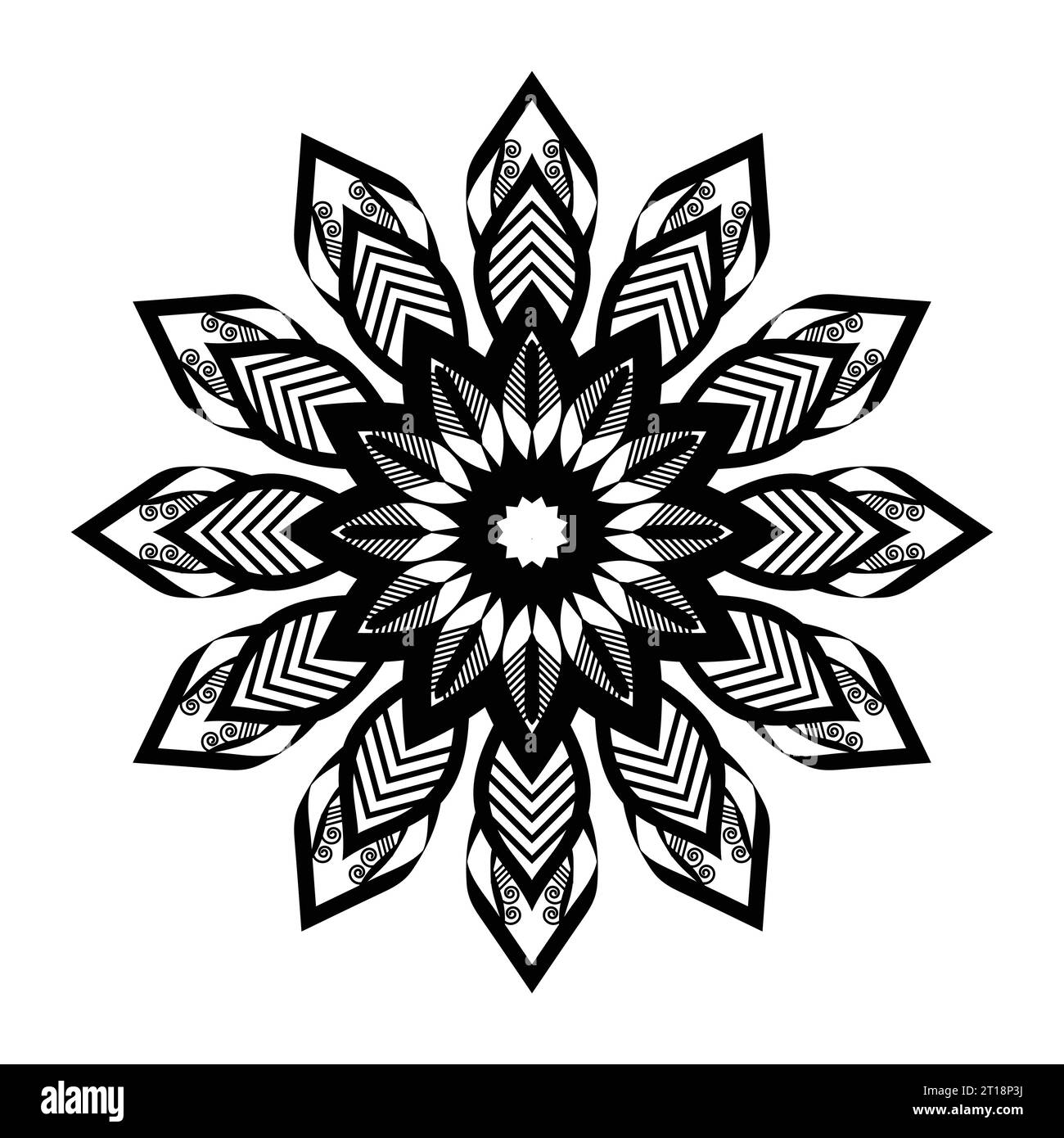 Luxuriöser Lotus Mandala Kunststil mit schwarz-weißem Hintergrund Design Vektor Stock Vektor