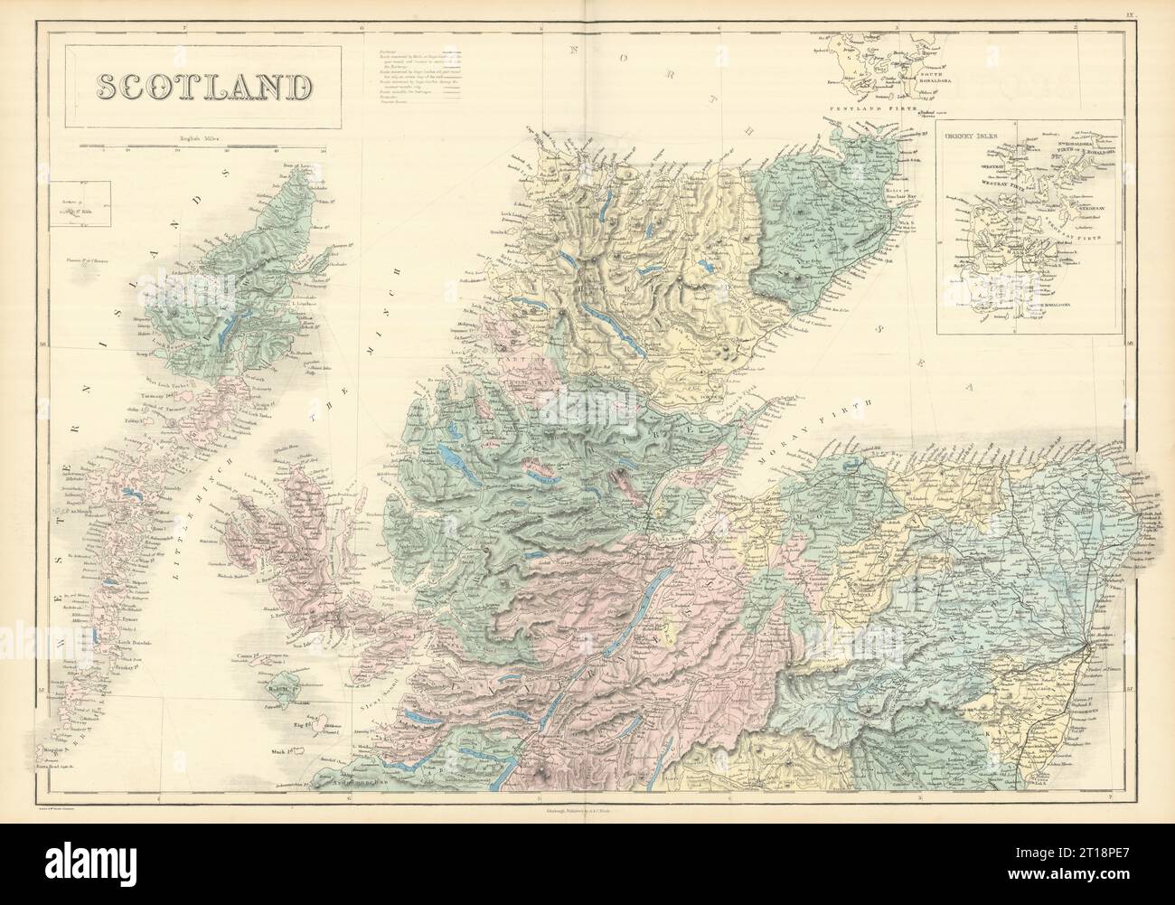 Schottland. Nordblech. Highlands und Inseln. SIDNEY HALL 1854 alte antike Karte Stockfoto