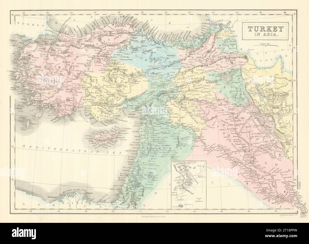 Türkei in Asien. Eingebaute Ruinen von Babylon. Levante Irak. GEORGE AIKMAN 1854 Karte Stockfoto