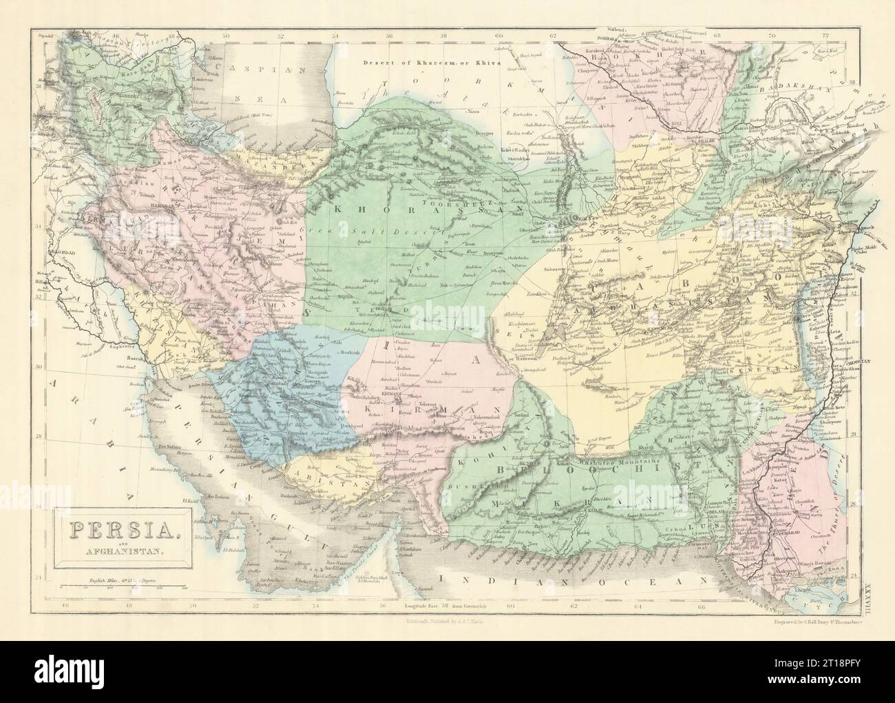 Persien Und Afghanistan. Iran SW Asia Pirate Coast 'Debai' (Dubai) HALL 1854 Karte Stockfoto