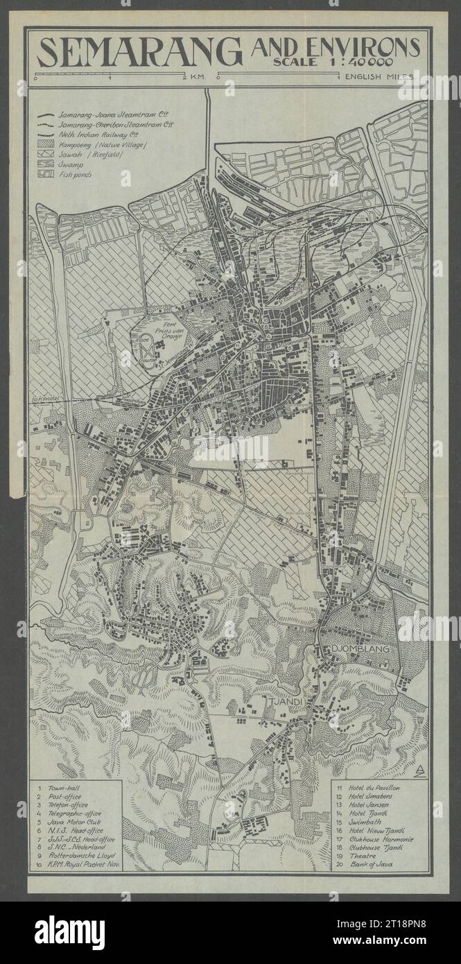 Semarang und Umgebung. Stadtplan. Java, Indonesien. VAN STOCKUM 1930 alte Karte Stockfoto