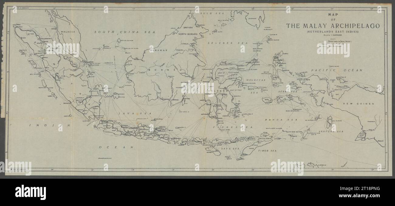 Der Malaiische Archipel (Niederländisch-Indien), Indonesien. VAN STOCKUM 1930 Karte Stockfoto