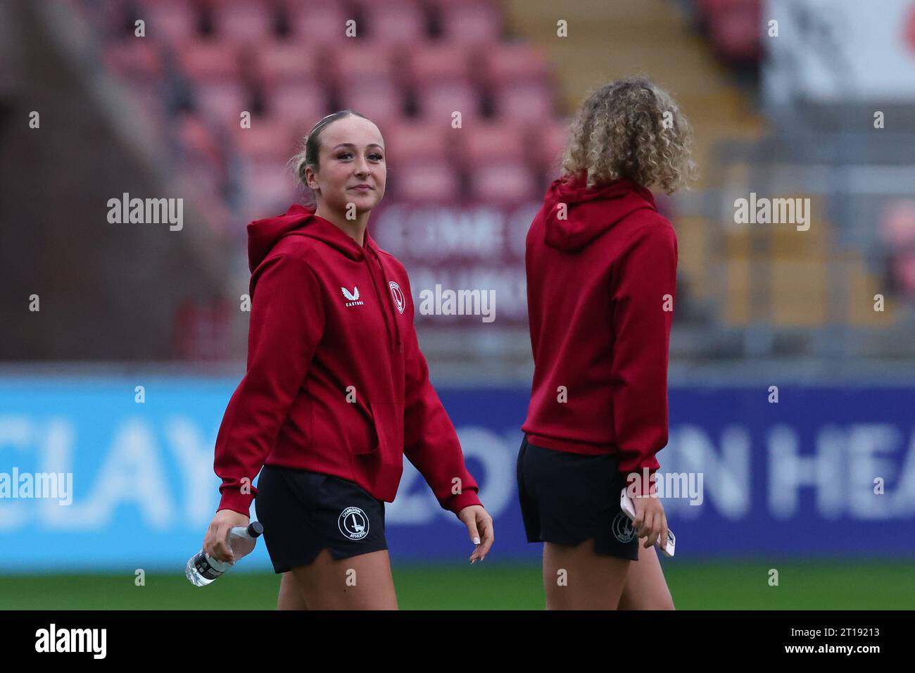 Dagenham, Großbritannien. Oktober 2023. Action vom FA Womens Continental League Cup Spiel zwischen West Ham United und Charlton Athletic im Chigwell Construction Stadium in Dagenham, England. (James Whitehead/SPP) Credit: SPP Sport Press Photo. /Alamy Live News Stockfoto