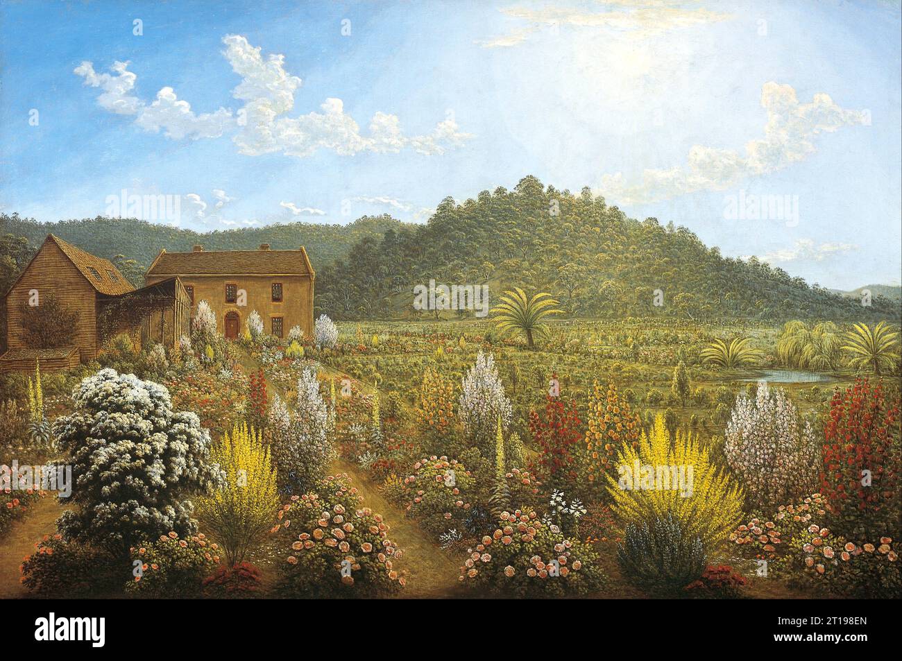 John Glover - Blick auf das Haus und den Garten des Künstlers, in Mills Plains, Van Diemen's Land - 1836 Stockfoto