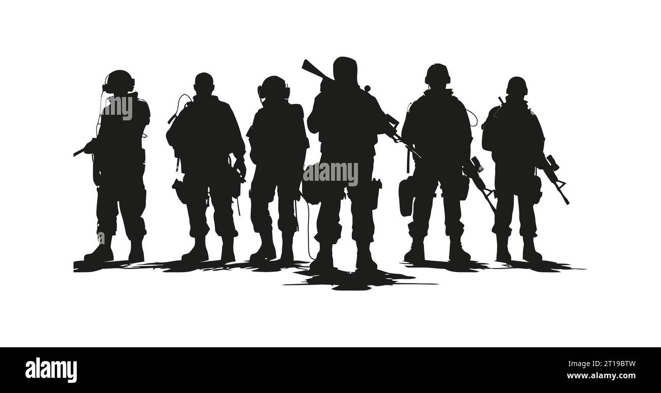 Silhouette der Soldaten. Schwarze Vektorgrafik Stock Vektor